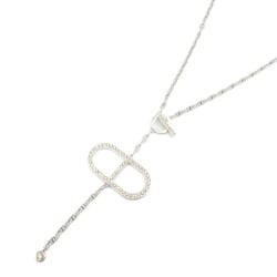 Hermes HERMES Diamond Necklace Silver 925 Women's Clear Brown