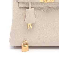 Hermes Kelly 25 Clé Handbag Togo Women's White