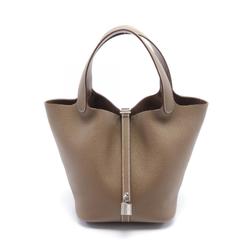 Hermes HERMES Picotin Lock MM Etoupe Handbag Bag Taurillon Clemence Women's Beige