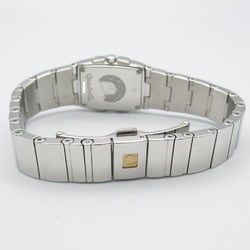 OMEGA Constellation Quadrella 8P Color Stone Watch Stainless Steel Ladies White Shell 1584.79