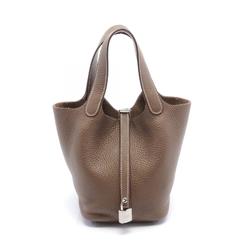 Hermes HERMES Picotin Lock PM Etoupe Handbag Bag Taurillon Clemence Women's Brown