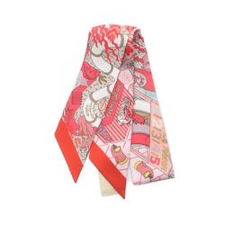 Hermes Twilly SPLASH PARK Scarf Silk Women's Pink Red Multicolor