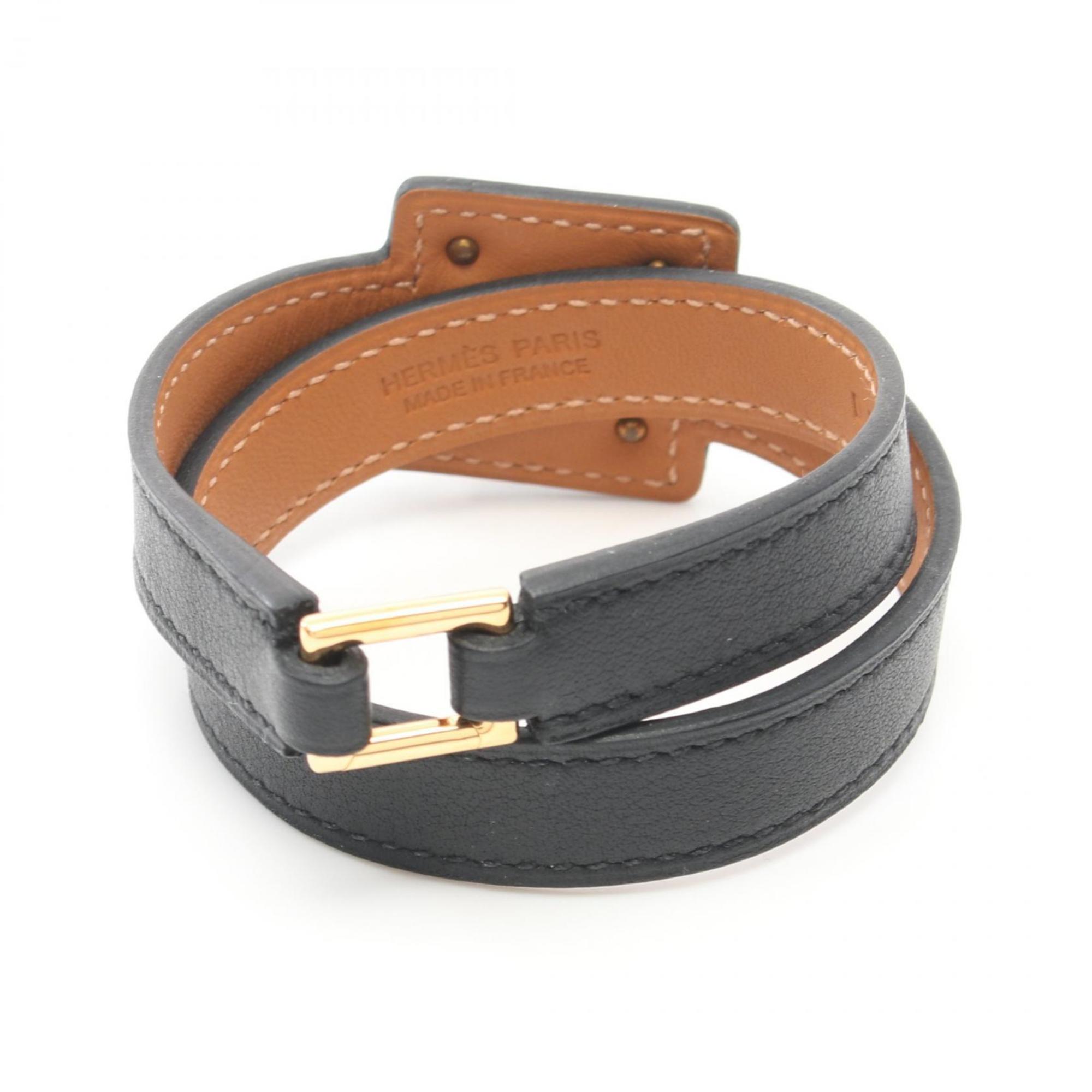 Hermes HERMES Double Tour O'Kelly Bracelet Swift Leather Ladies Black