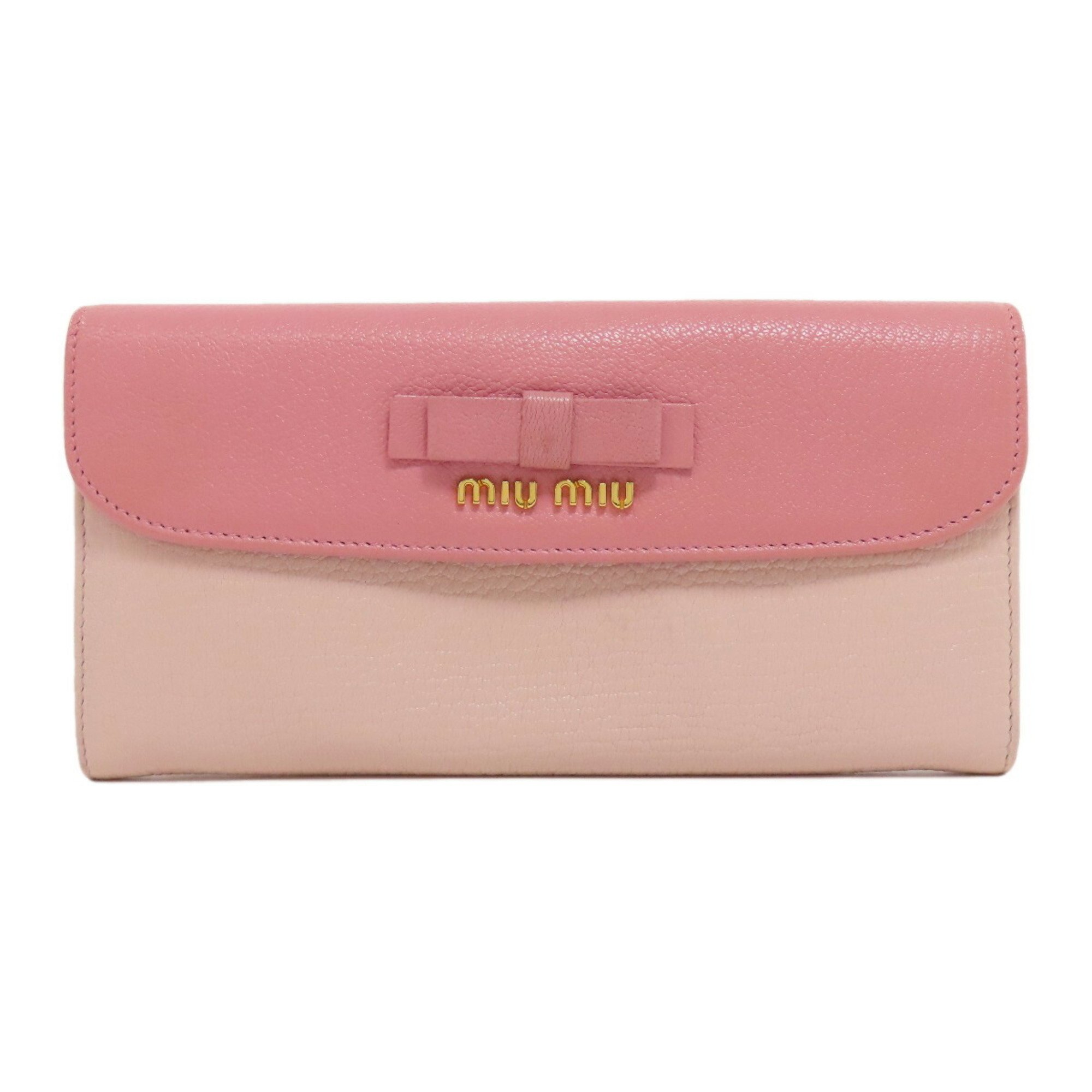 Miu Miu Miu Ribbon Long Wallet Leather Women's MIUMIU