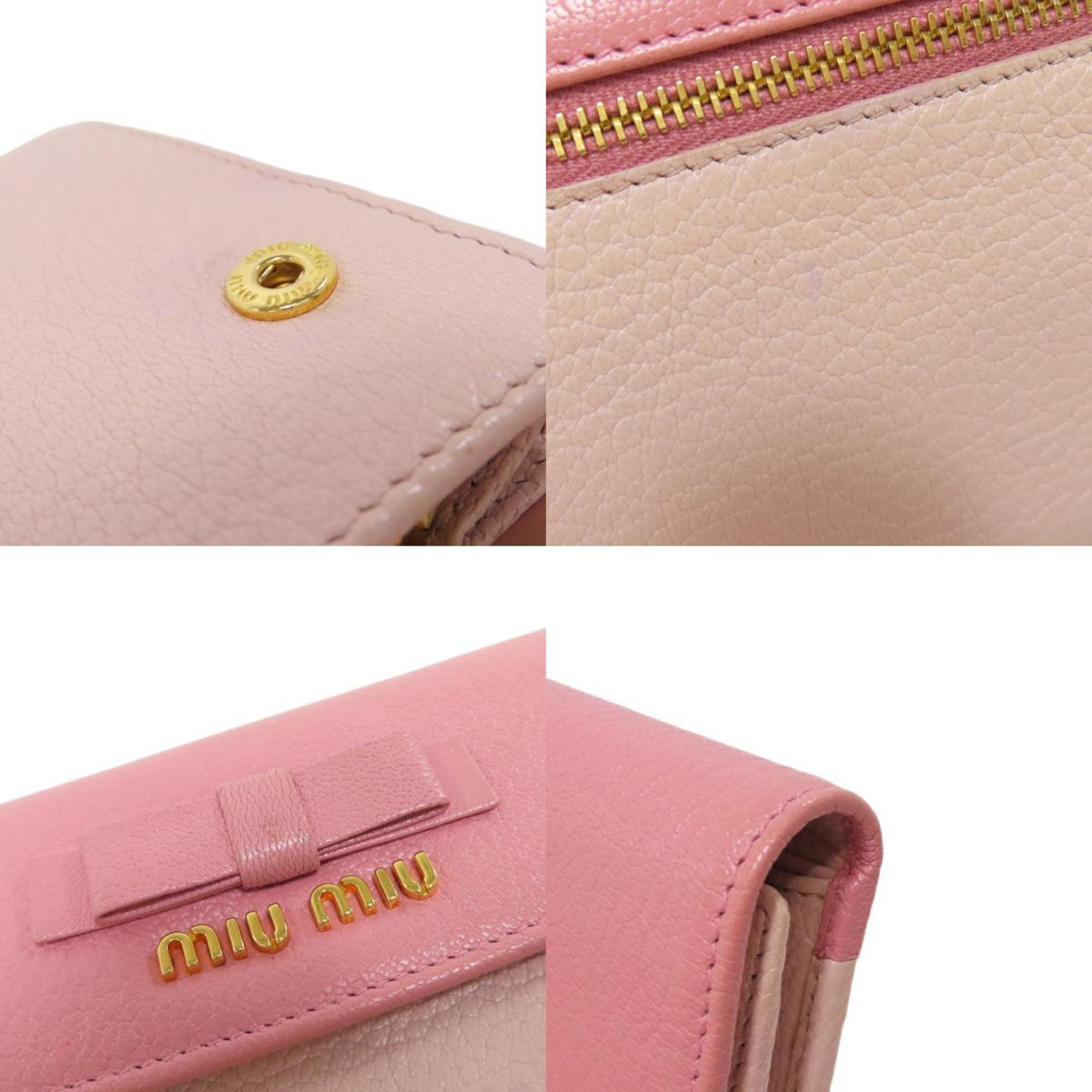 Miu Miu Miu Ribbon Long Wallet Leather Women's MIUMIU