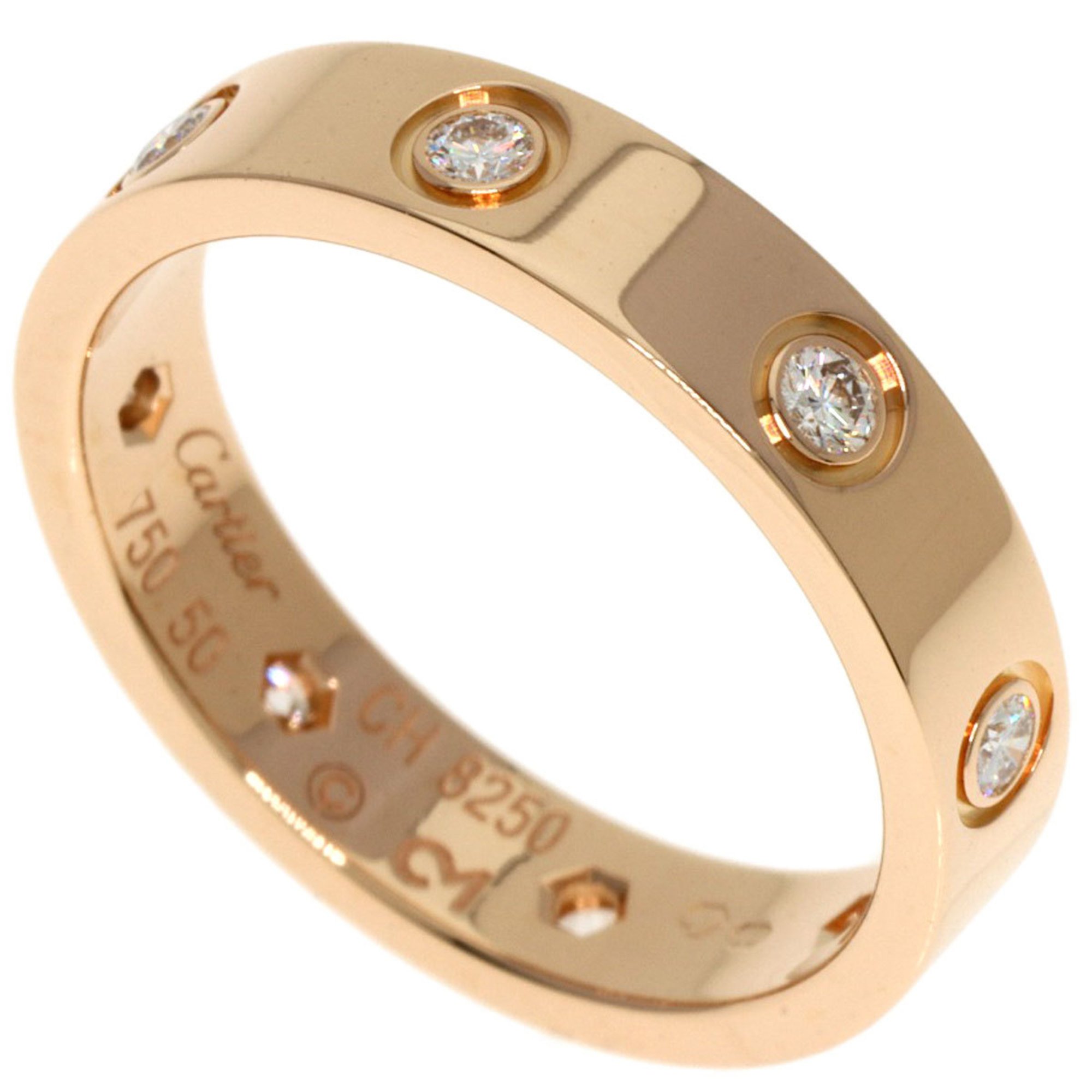 Cartier Love Ring Full Diamond #50 K18 Pink Gold Women's CARTIER