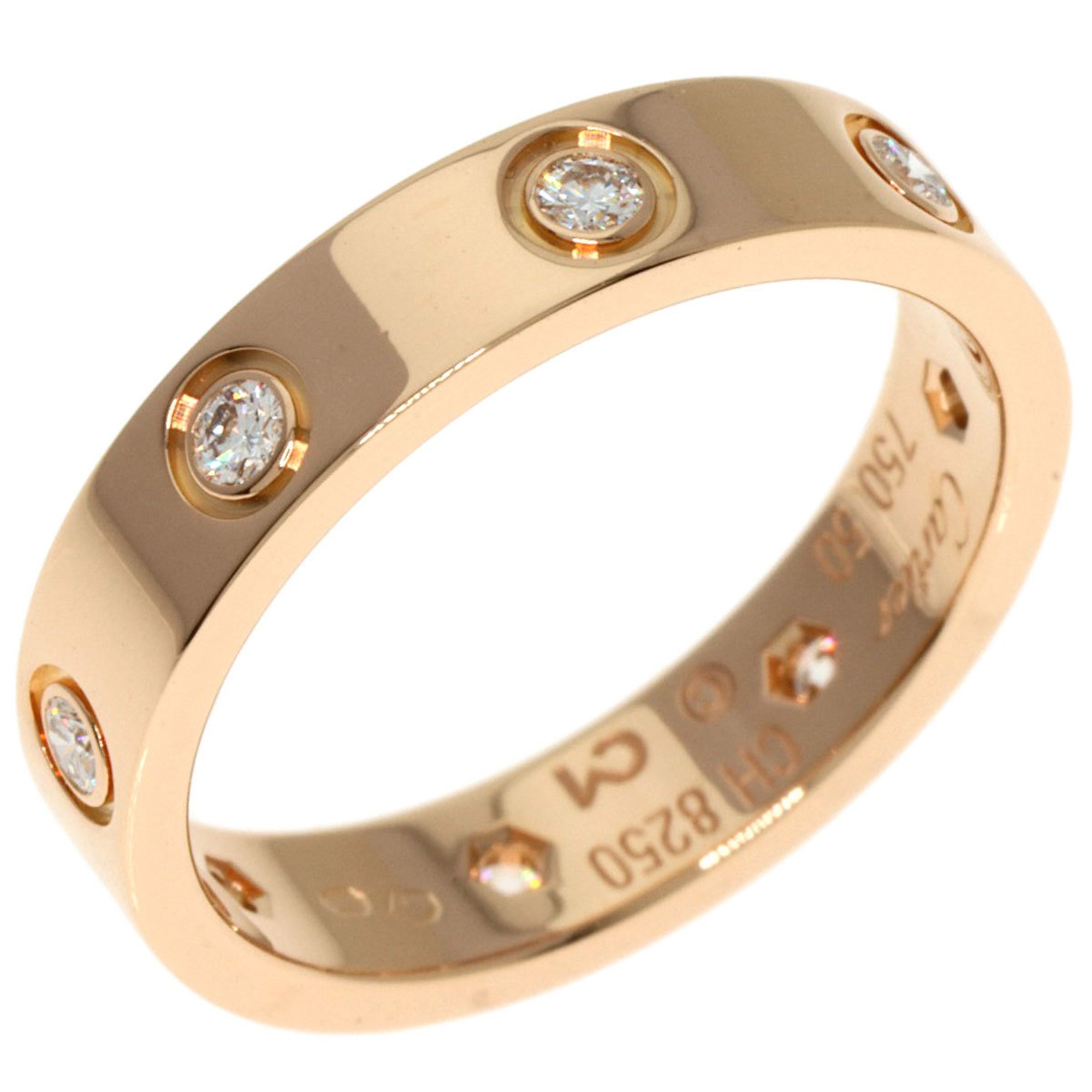 Cartier Love Ring Full Diamond #50 K18 Pink Gold Women's CARTIER