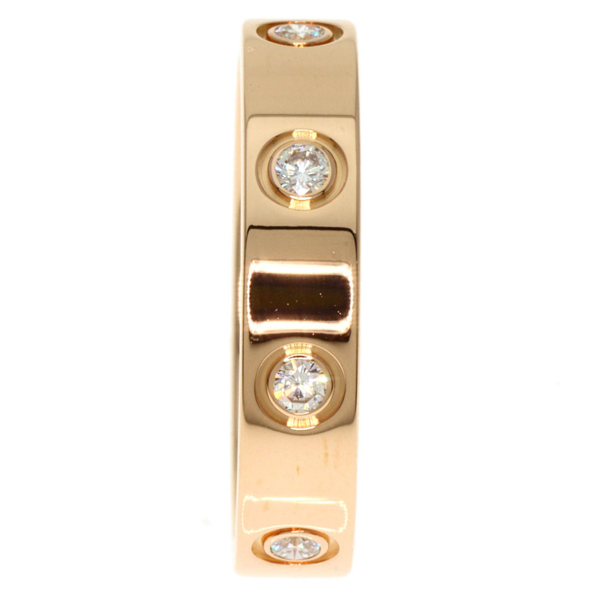 Cartier Love Ring Full Diamond #50 K18 Pink Gold Women's CARTIER