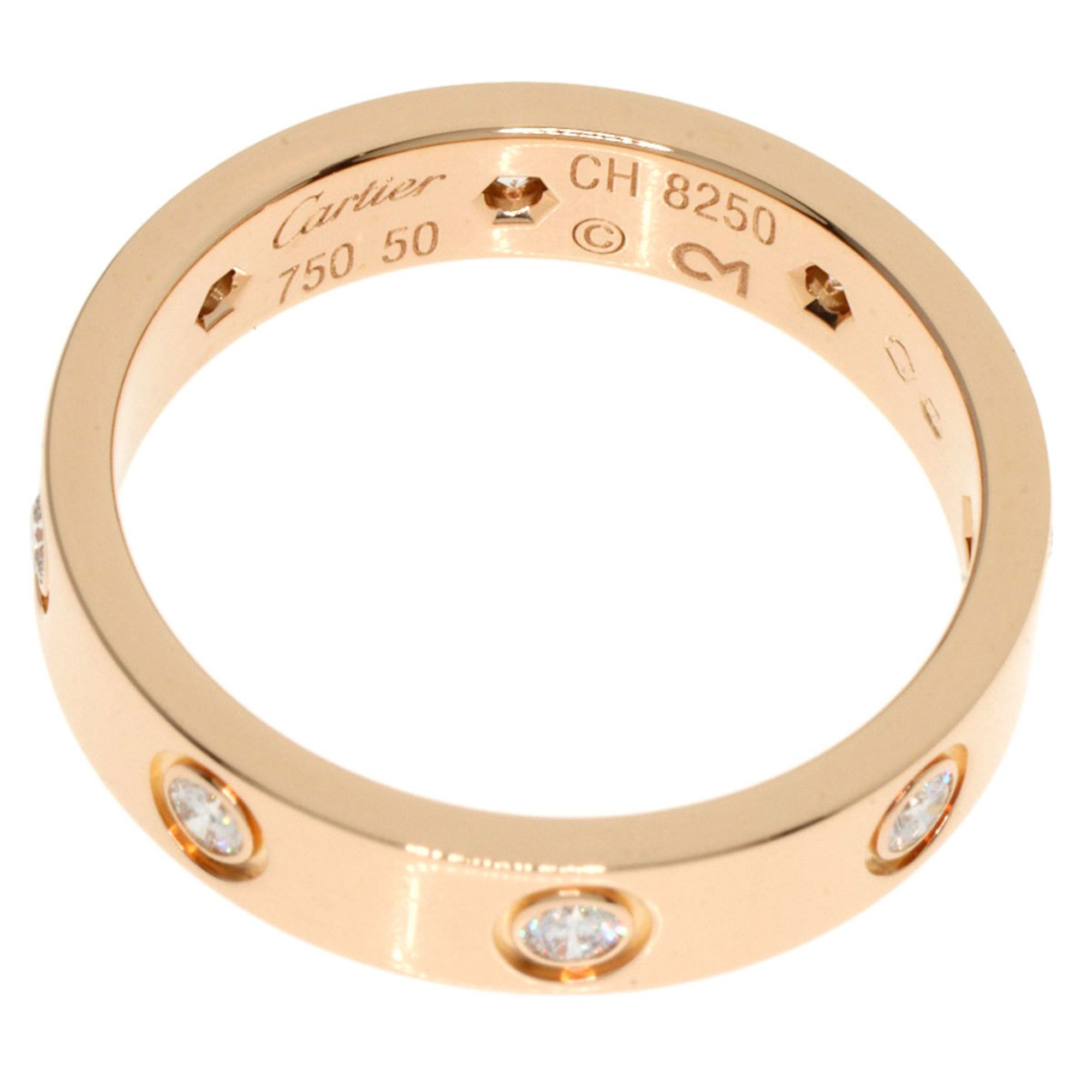 Cartier Love Ring Full Diamond #50 K18 Pink Gold Women's CARTIER