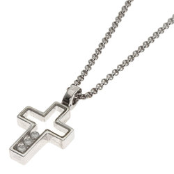 Chopard Happy Diamond Cross Motif Necklace K18 White Gold Women's