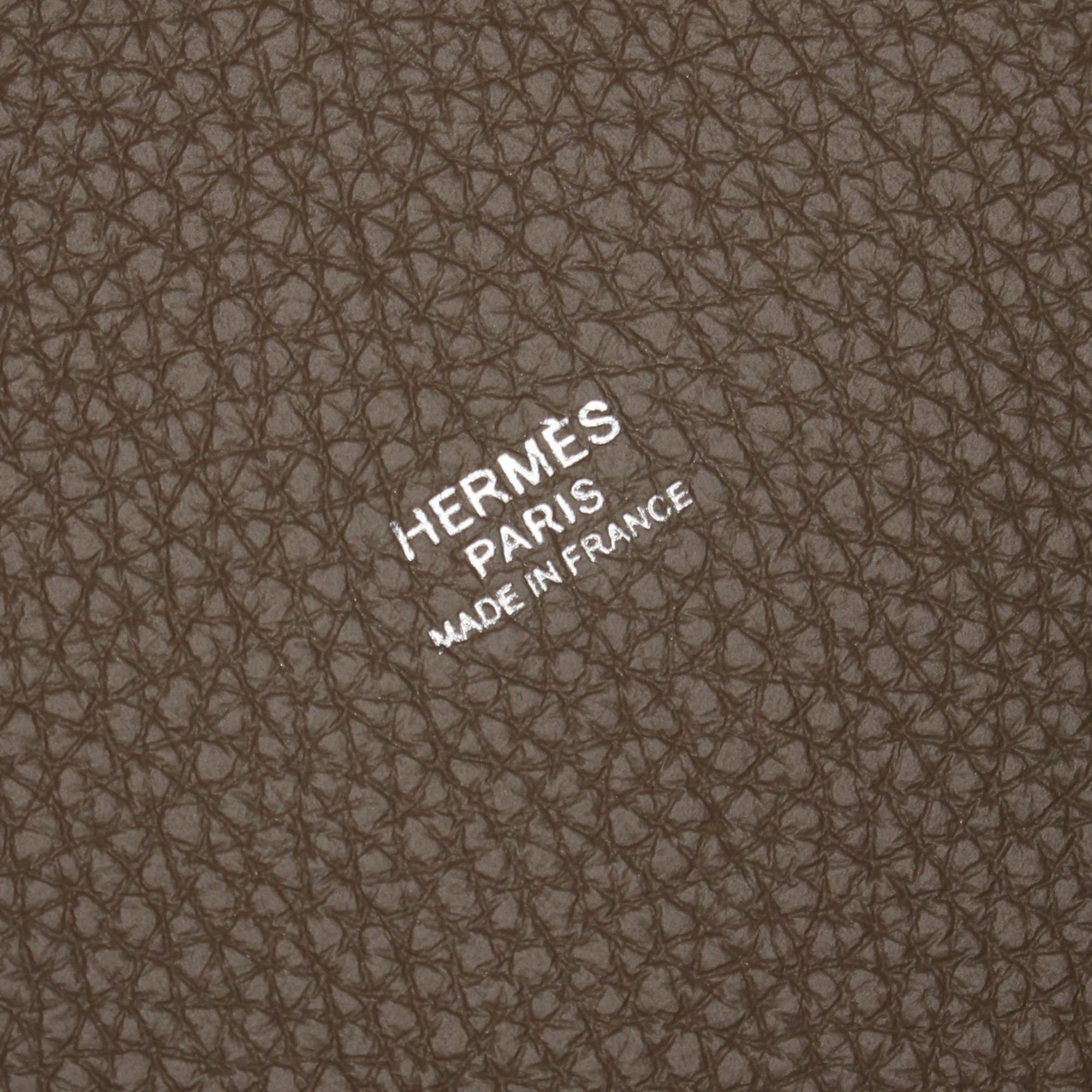 Hermes HERMES Picotin Lock MM Etoupe Handbag Bag Taurillon Clemence Women's Brown