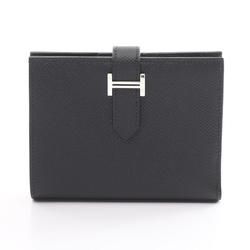 Hermes HERMES Bearn Compact Bi-fold Wallet Epsom Leather Women's Black