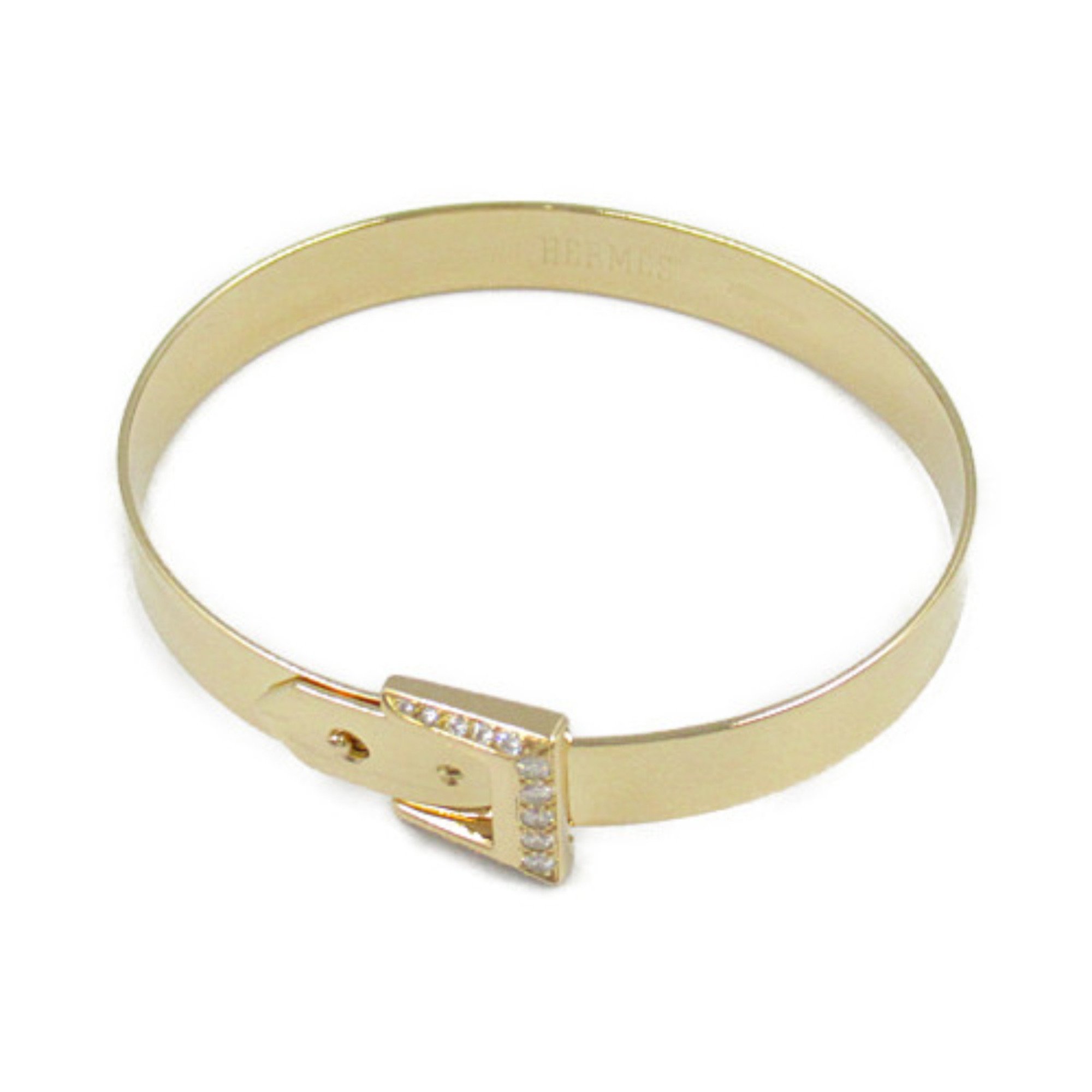 Hermes HERMES Belt Design Bracelet K18 (Yellow Gold) Diamond Women's Clear