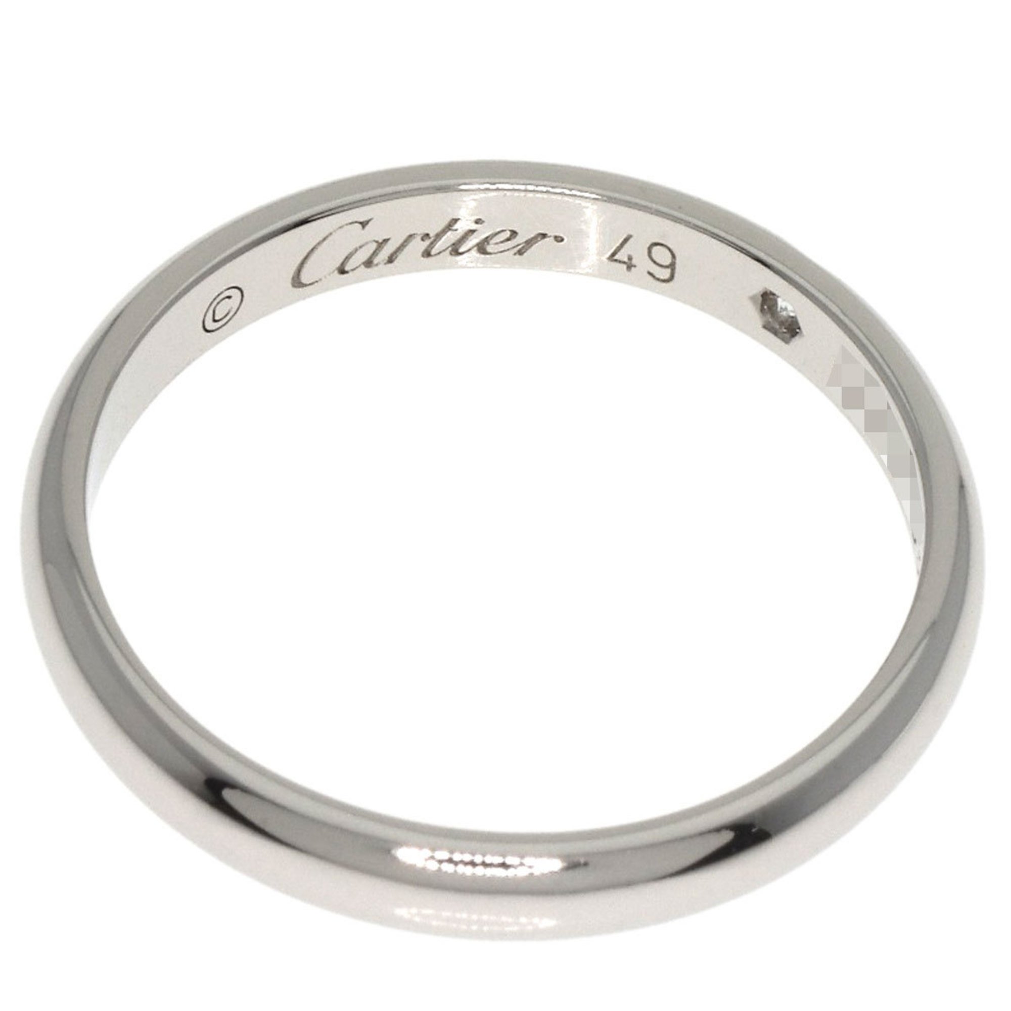 Cartier Classic Wedding Band 1P Diamond #49 Ring Platinum PT950 Women's CARTIER