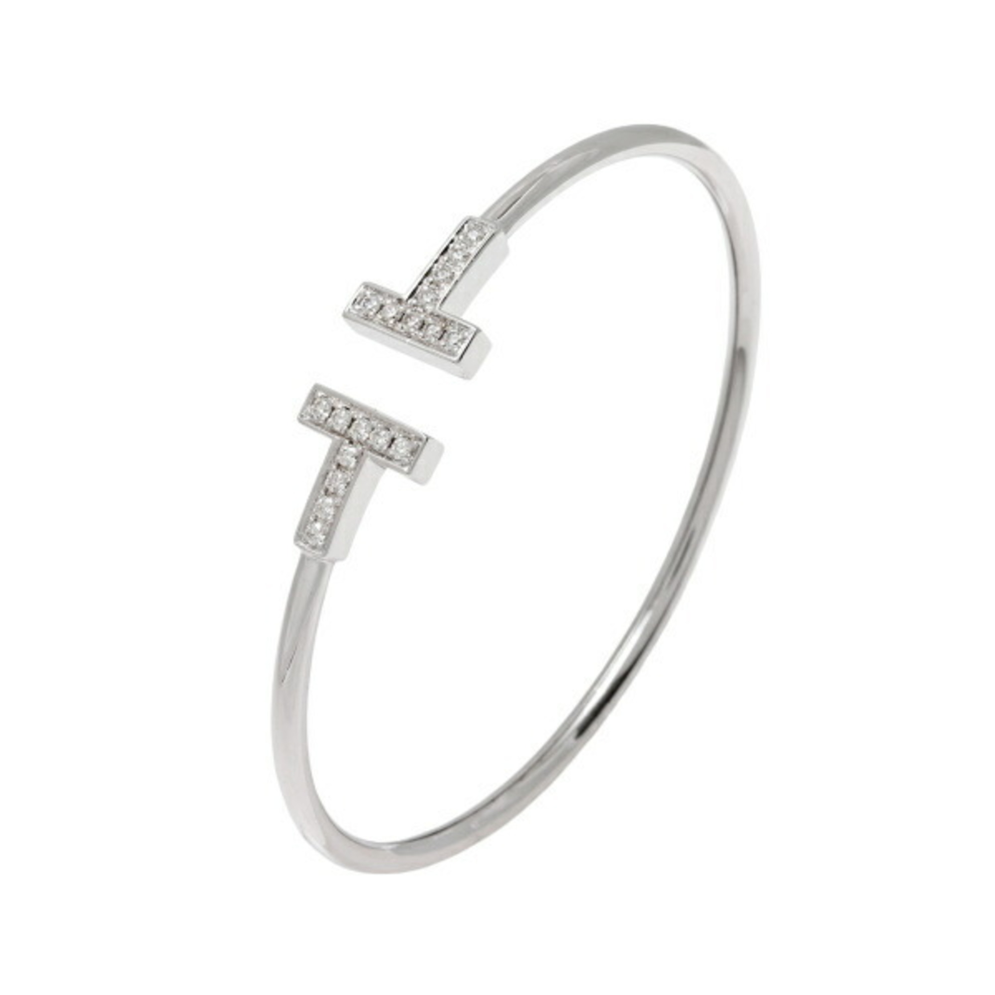 Tiffany T Diamond Wire M K18WG White Gold Bangle