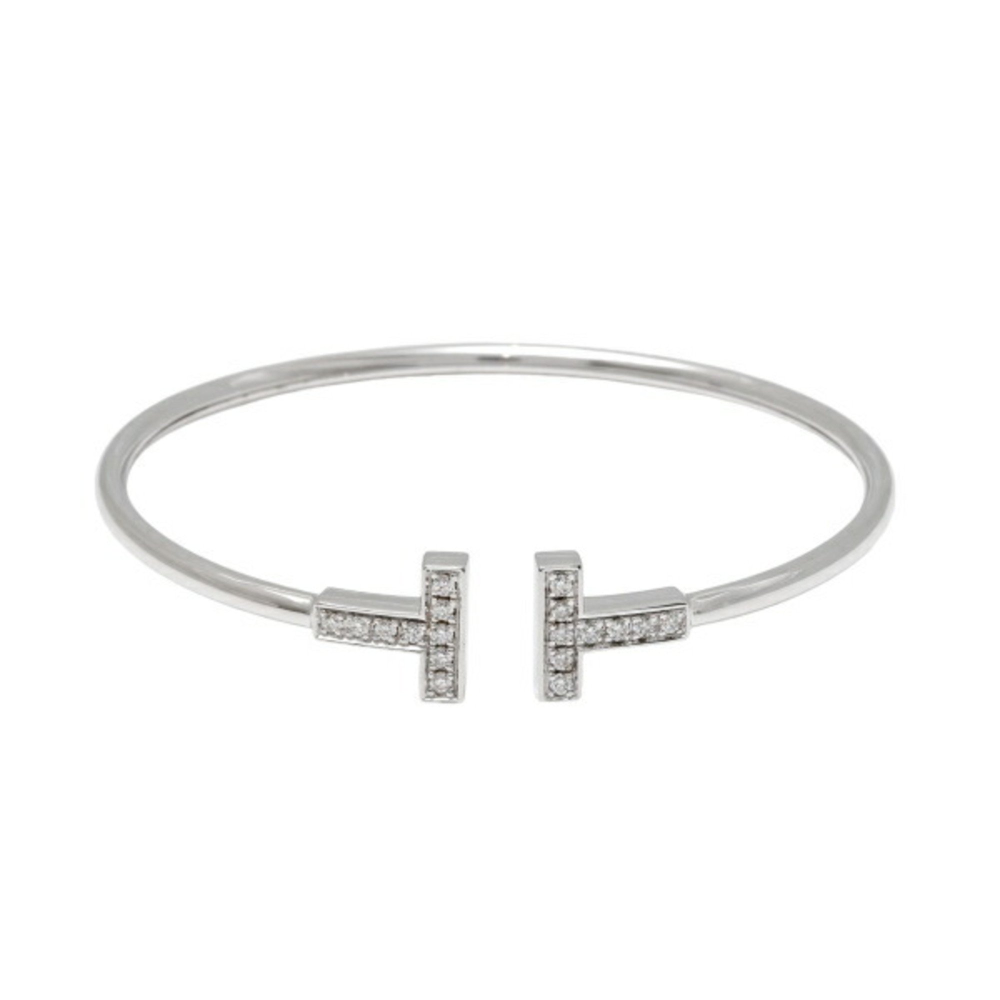 Tiffany T Diamond Wire M K18WG White Gold Bangle