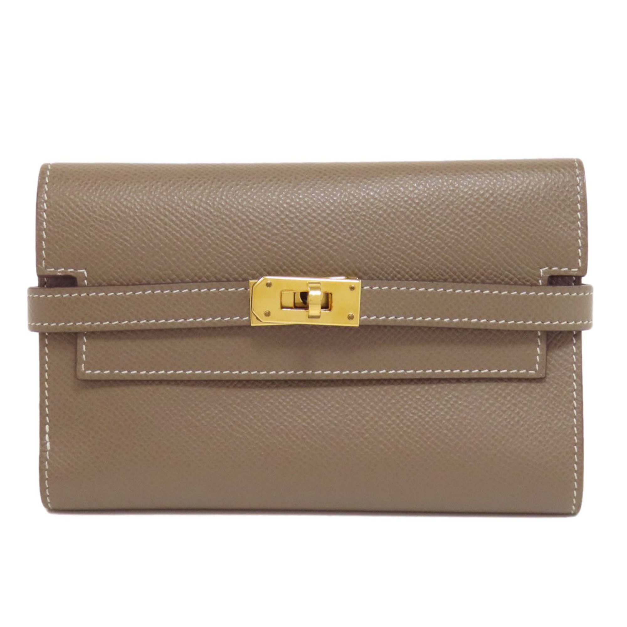 Hermes Kelly Wallet Compact Etoupe Bi-fold Epson Women's HERMES