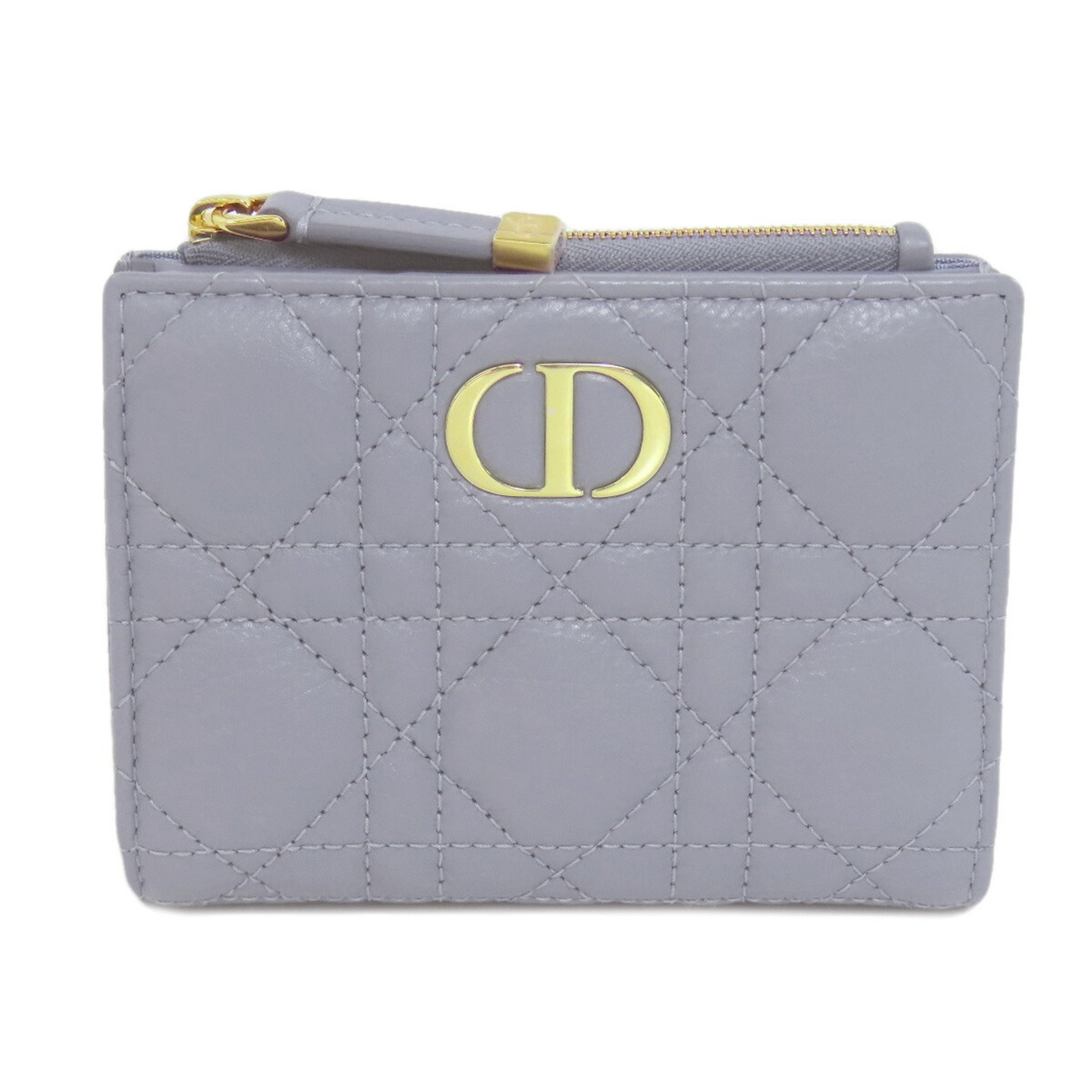 Christian Dior Cannage Bi-fold Wallet Calf Leather Women's CHRISTIAN DIOR