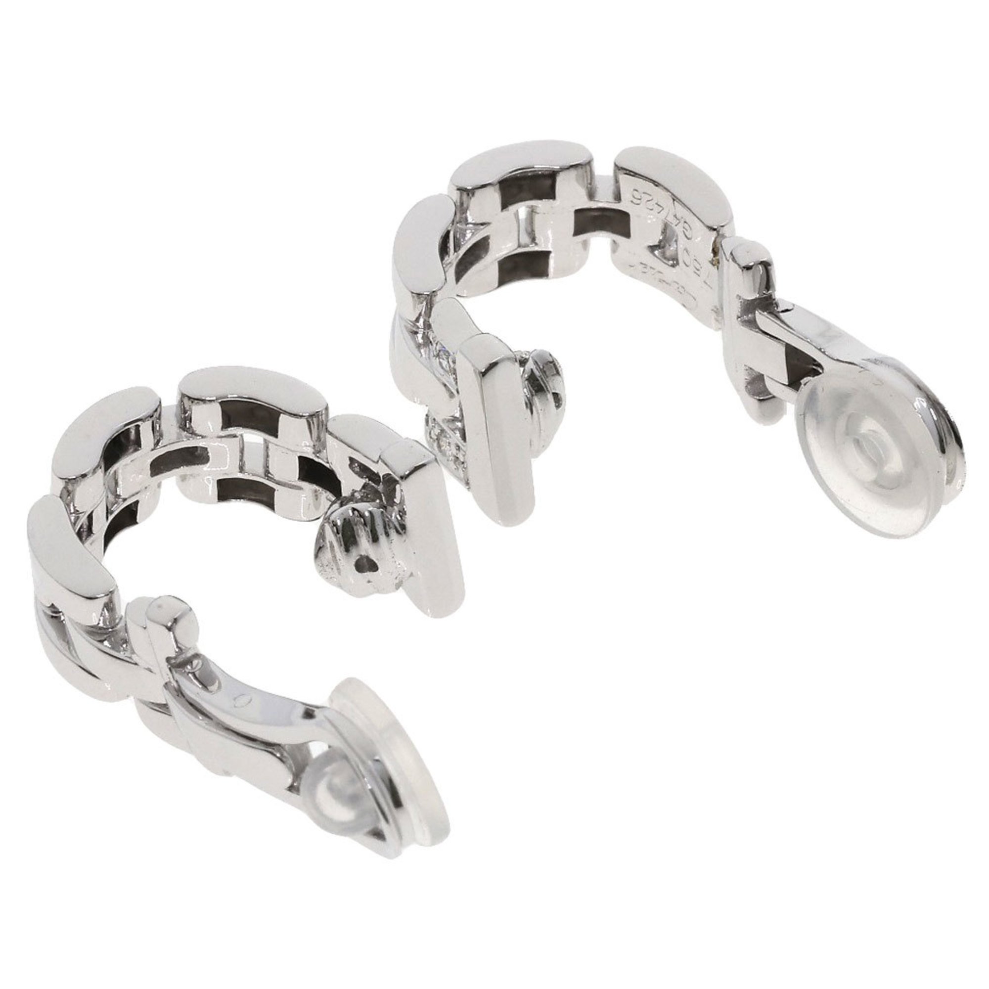 Cartier Maillon Panthere Half Diamond Earrings K18 White Gold Women's CARTIER