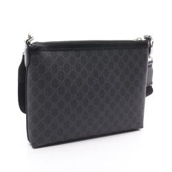 Gucci Interlocking G GG Supreme Shoulder Bag Coated Canvas Leather Men's Black Grey 72683392THN1000