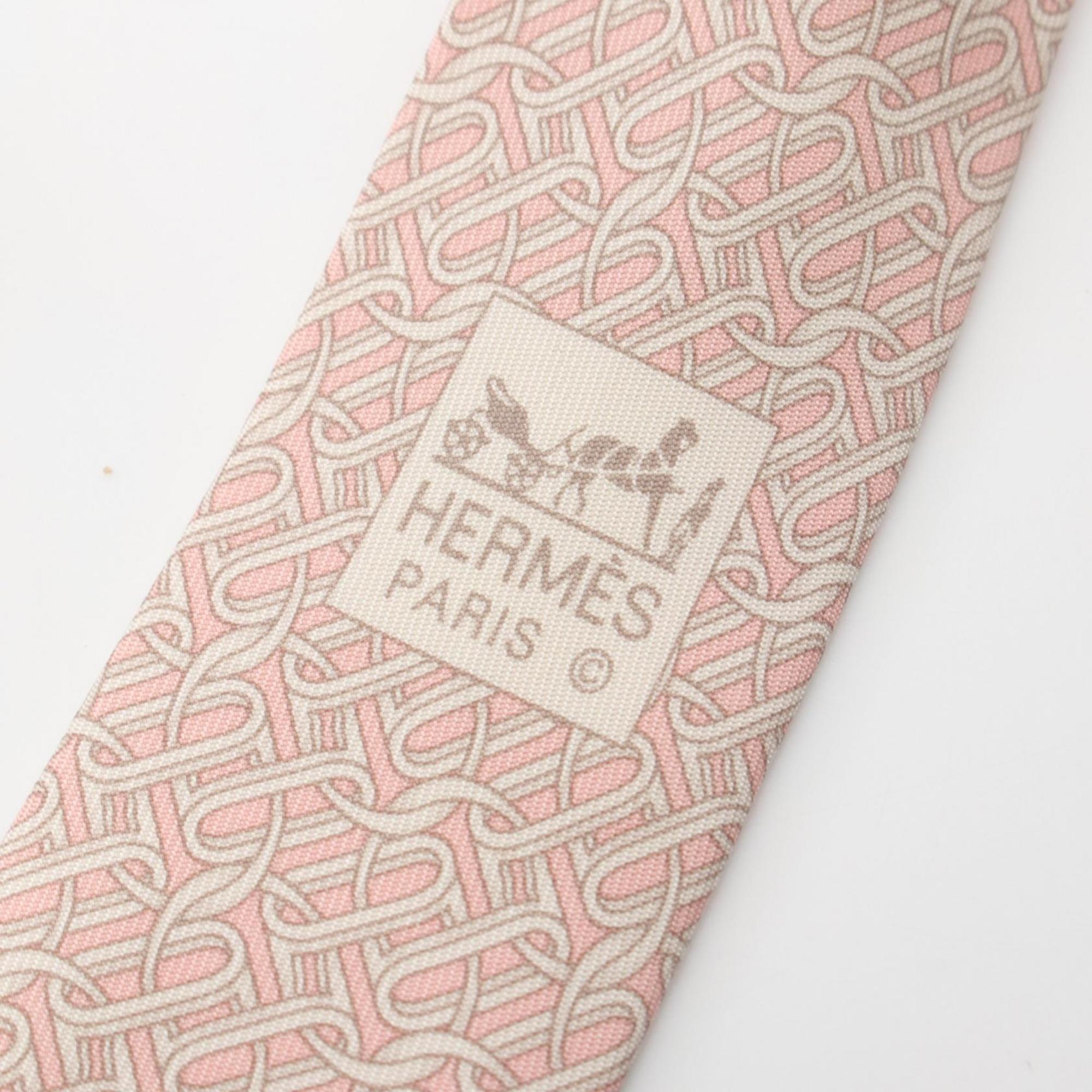 HERMES Necktie Clothing Silk Men's Pink