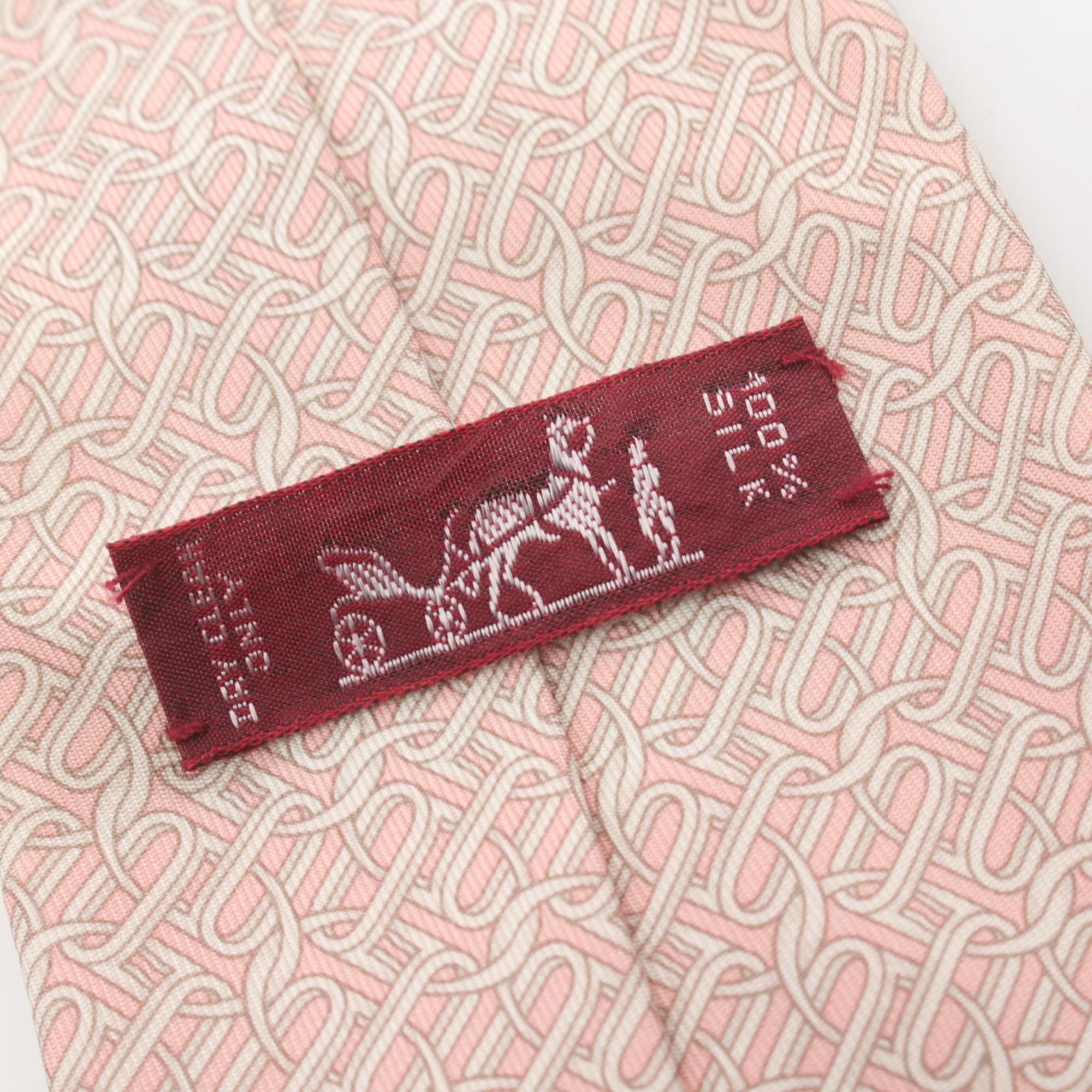 HERMES Necktie Clothing Silk Men's Pink