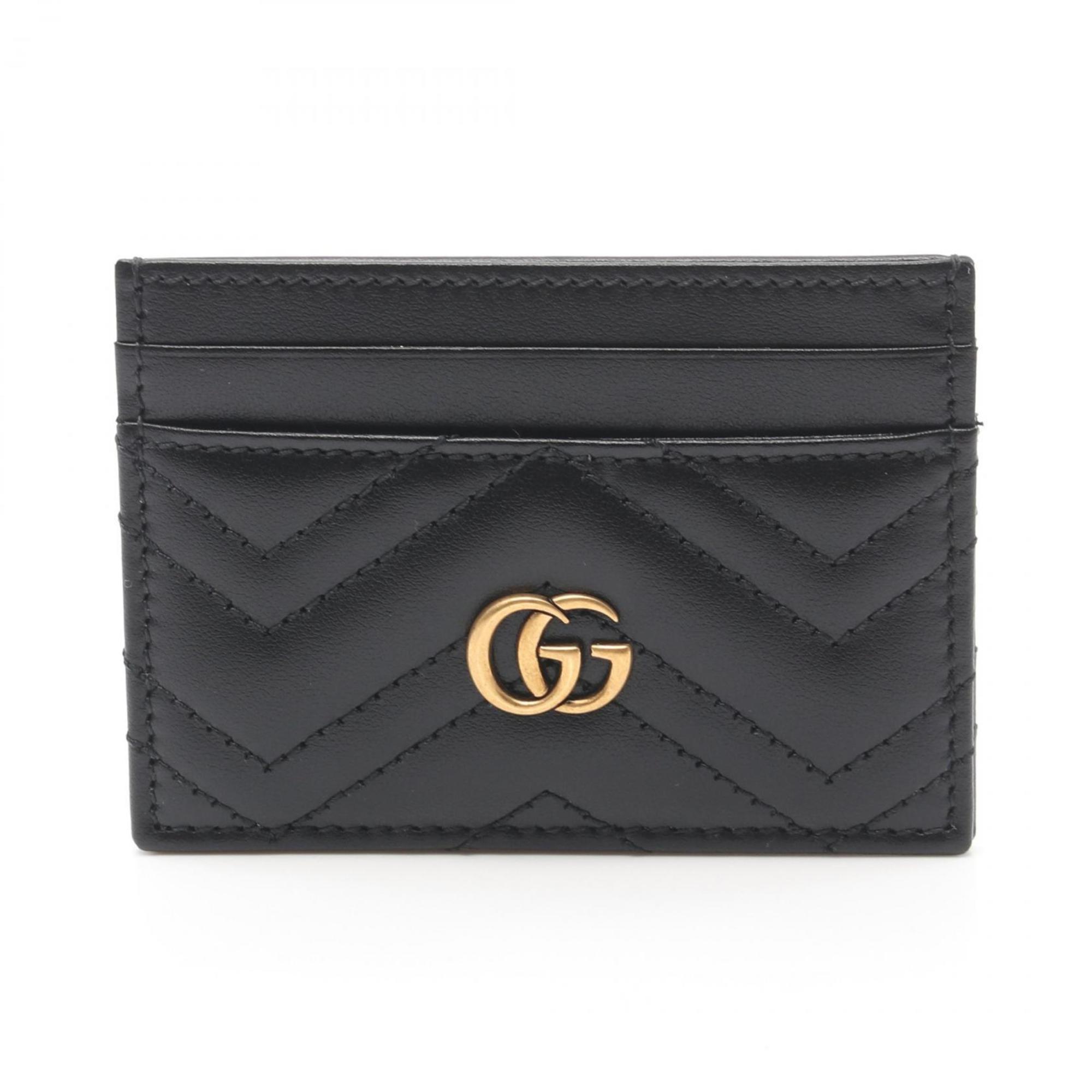 GUCCI GG Marmont Business Card Holder/Card Case Leather Women's Black 443127DTD1T1000