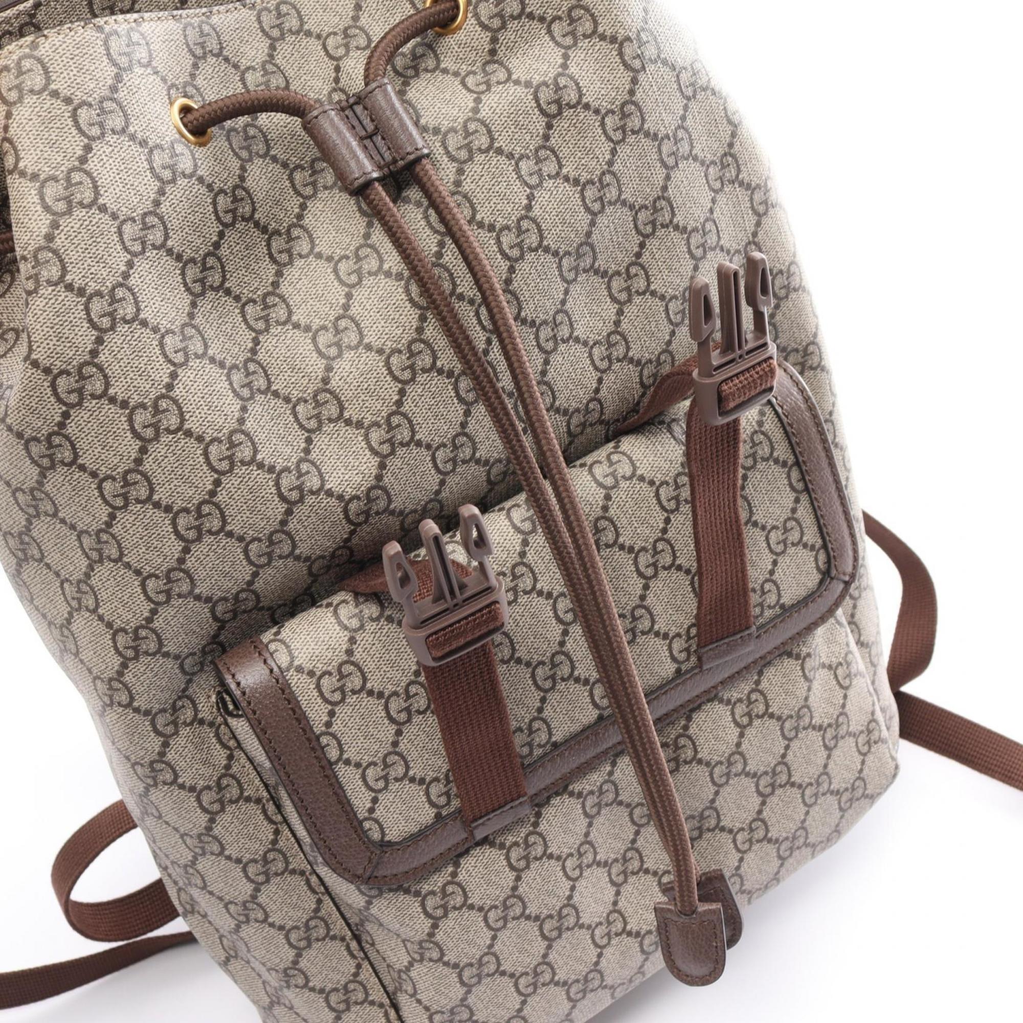 Gucci Ophidia GG Supreme Backpack Bag Coated Canvas Leather Men's Women's Beige Brown Multicolor 792114FADMF9794