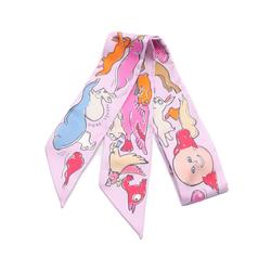 Hermes Twilly MILLE ET UN LAPINS Silk Scarf for Women Pink Multicolor