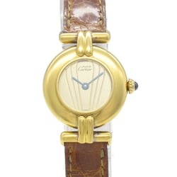 Cartier Must Colisee Vermeil Watch, GP (Gold Plated), Leather, Ladies, Gold, 590002