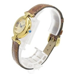 Cartier Must Colisee Vermeil Watch, GP (Gold Plated), Leather, Ladies, Gold, 590002