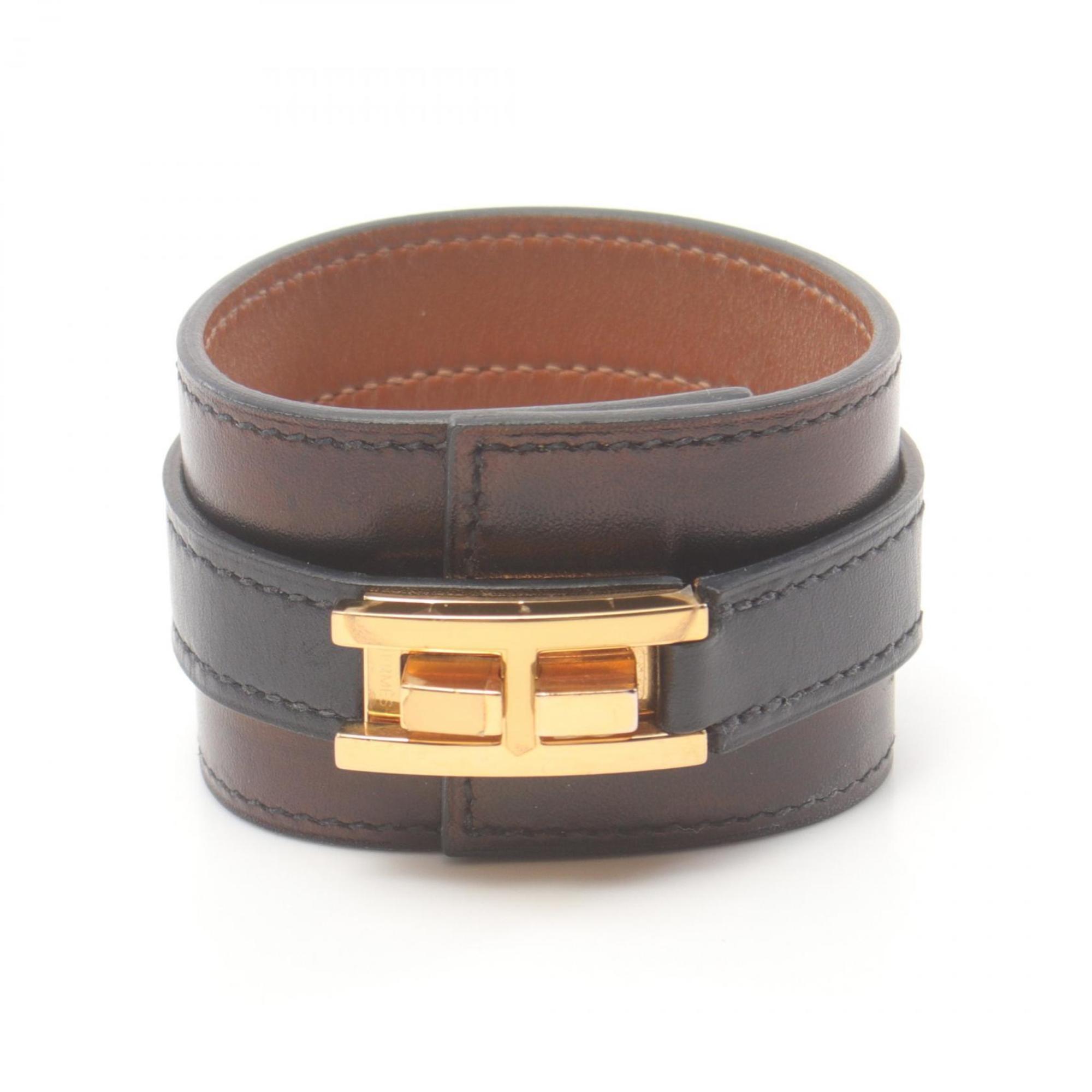 Hermes HERMES Drag Bracelet Calfskin (Cowhide) Boxcalf Women's Black