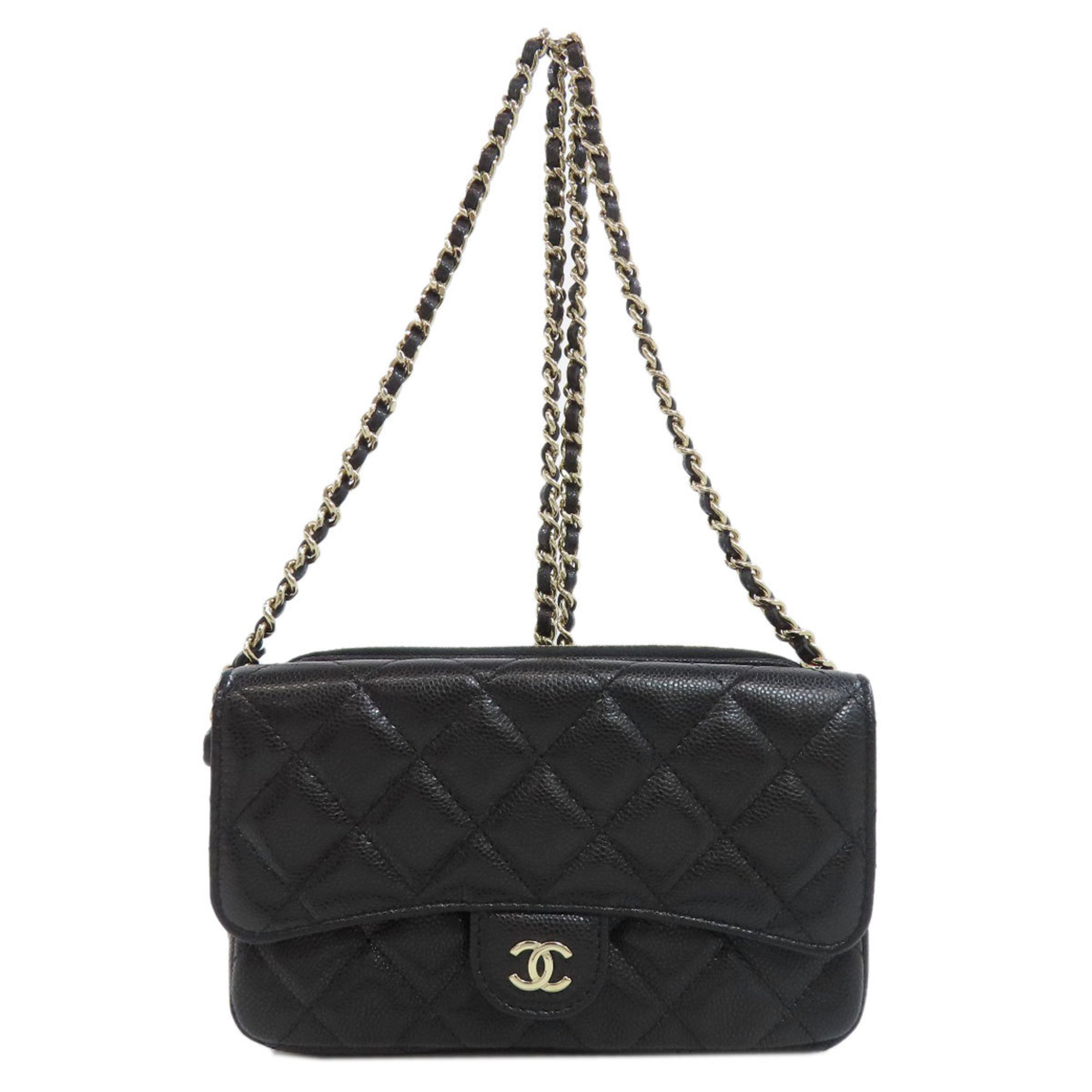 Chanel Chain Wallet Matelasse Long Caviar Skin Women's CHANEL