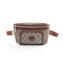 Gucci GG Supreme Large Belt Bag Waist Body Coated Canvas Leather Men's Beige Brown 73324092THG8563