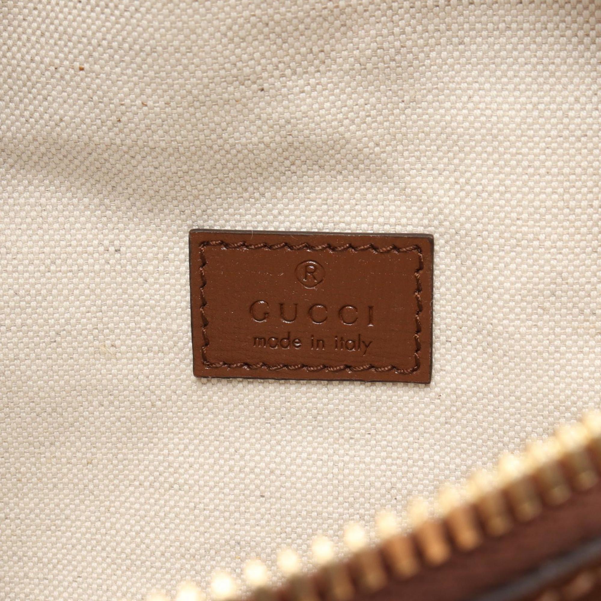 Gucci GG Supreme Large Belt Bag Waist Body Coated Canvas Leather Men's Beige Brown 73324092THG8563