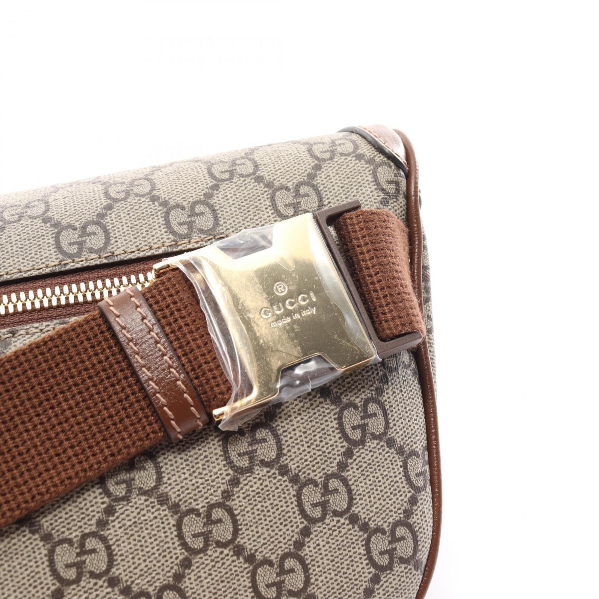 Gucci GG Supreme Large Belt Bag Waist Body Coated Canvas Leather Men's Beige Brown 73324092THG8563