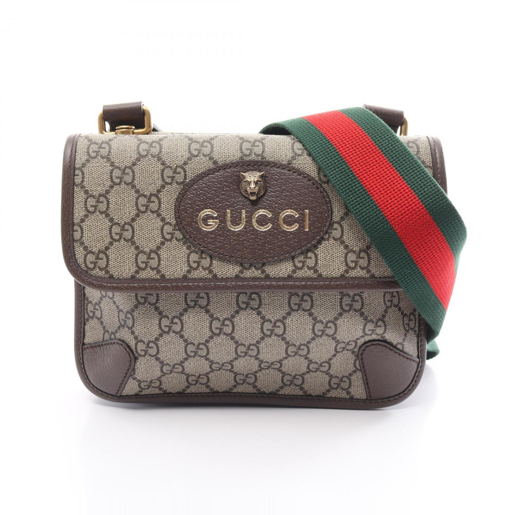 Gucci GG Supreme Small Bag Shoulder Coated Canvas Leather Men's Women's Beige Brown Multicolor 5010509C2VT8745