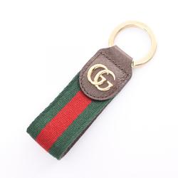 GUCCI Ophidia Sherry Line Keychain Leather Canvas Women's Brown Multicolor 523161HE2NG8742