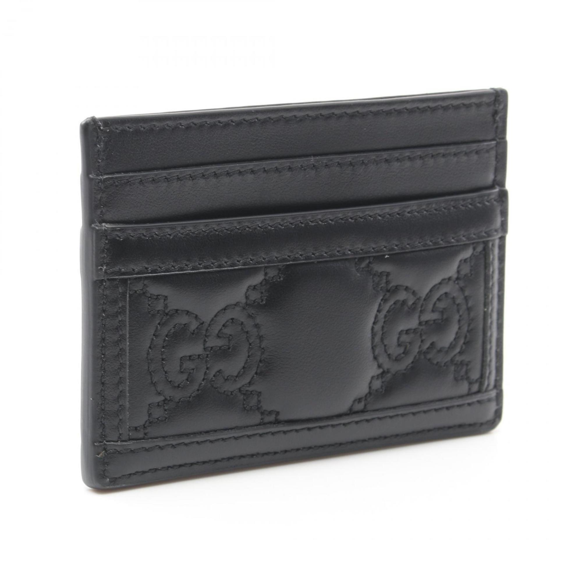 GUCCI GG Matelasse Business Card Holder/Card Case Leather Men's Women's Black 723790UM8IG1000