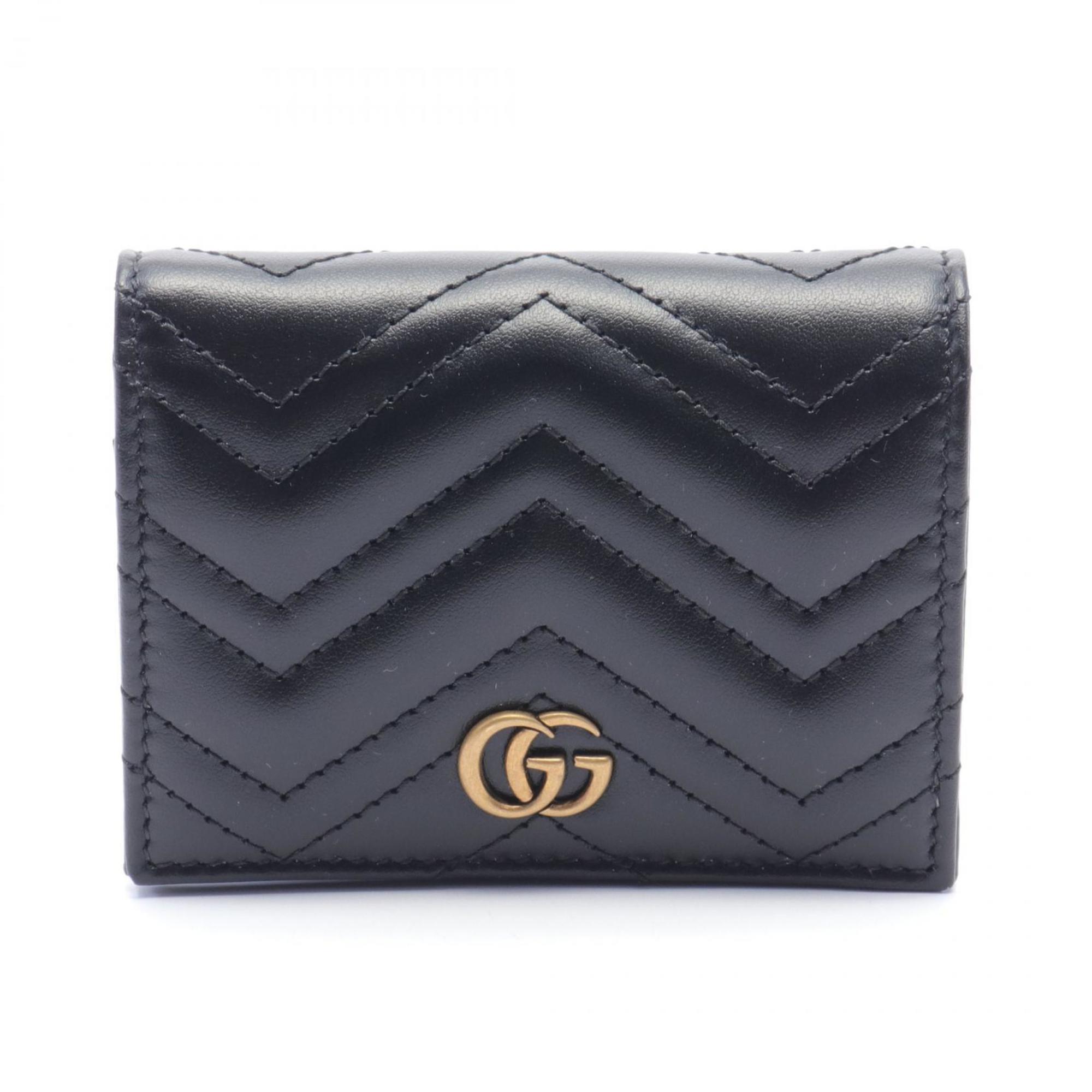 Gucci GG Marmont Bi-fold Wallet Leather Women's Black 466492DTD1T1000