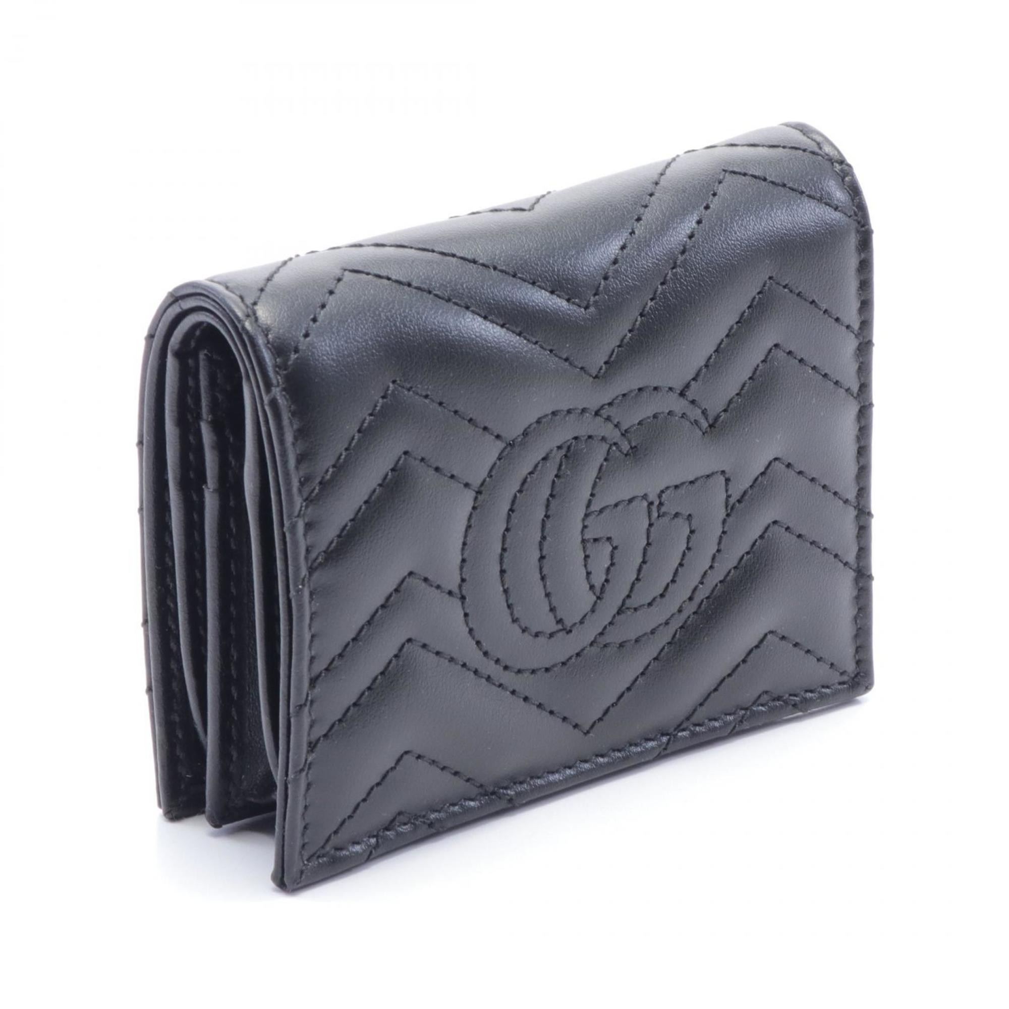 Gucci GG Marmont Bi-fold Wallet Leather Women's Black 466492DTD1T1000