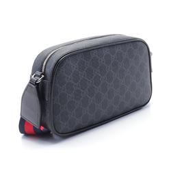 Gucci GG Supreme Shoulder Bag, Coated Canvas, Leather, Men's, Black, Grey, 792097FADJA1042