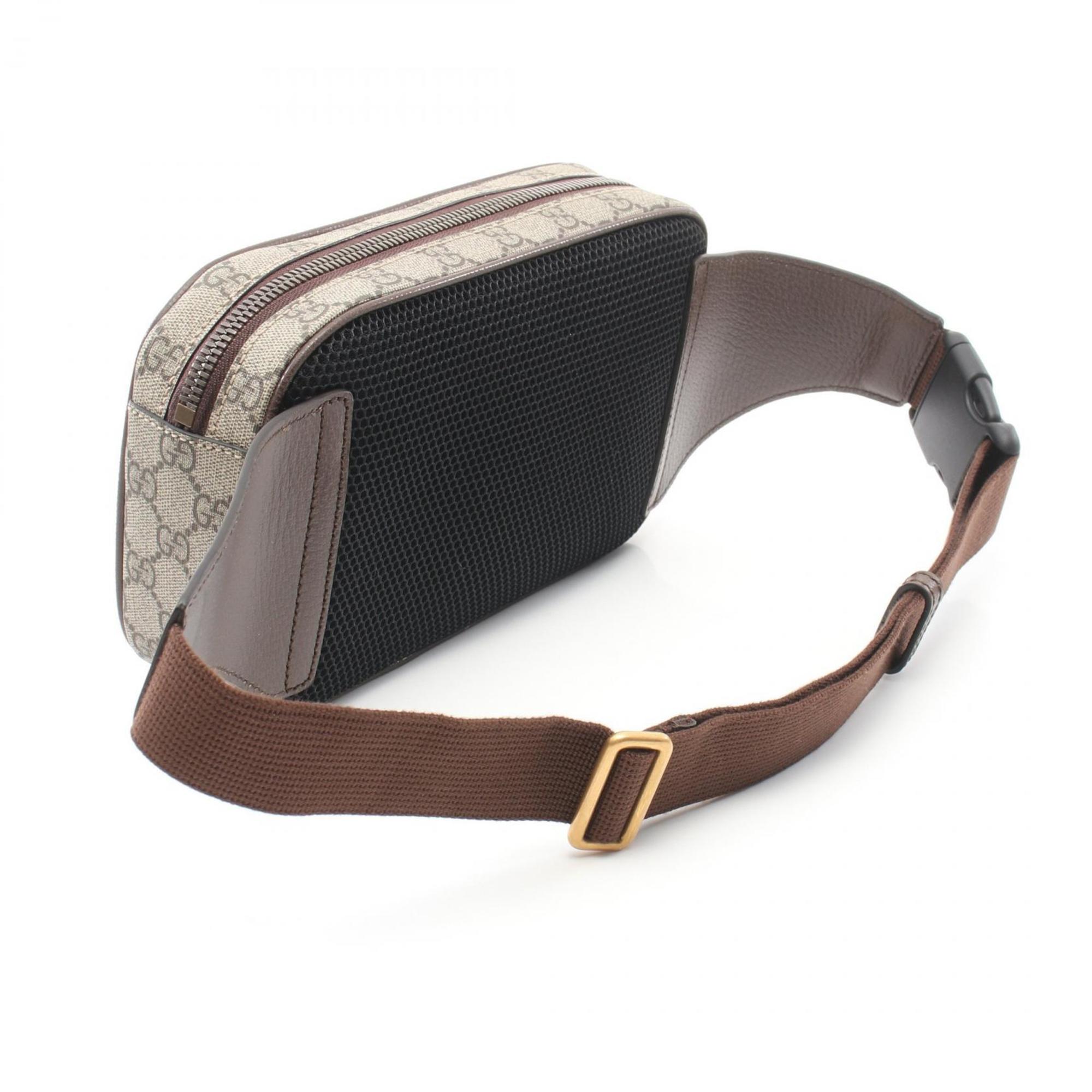 GUCCI Ophidia GG Supreme Waist Bag Body Coated Canvas Leather Men Women Beige Brown Multicolor 57479697SIT8747