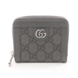 GUCCI Ophidia GG Supreme Round Wallet Coated Canvas Leather Men's Grey 791744UULBN1244