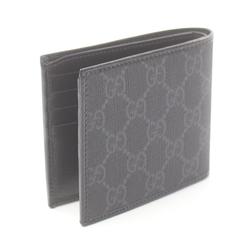 Gucci Interlocking G GG Supreme Bi-fold Wallet Coated Canvas Leather Men's Grey Black 67165292TCN1000