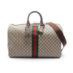 Gucci GG Supreme Sherry Line Boston Bag, Coated Canvas, Leather, Men's, Women's, Beige, Brown, Multicolor, 5479599C2ST8746