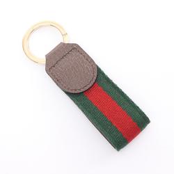 GUCCI Ophidia Sherry Line Keychain Leather Canvas Women's Brown Multicolor 523161HE2NG8742