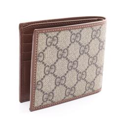 Gucci Interlocking G GG Supreme Bi-fold Wallet Coated Canvas Leather Men's Gray Black 67165292TCG8563