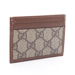 Gucci Interlocking G GG Supreme Business Card Holder/Card Case Coated Canvas Leather Men's Women's Beige Brown 67300292TCG8563