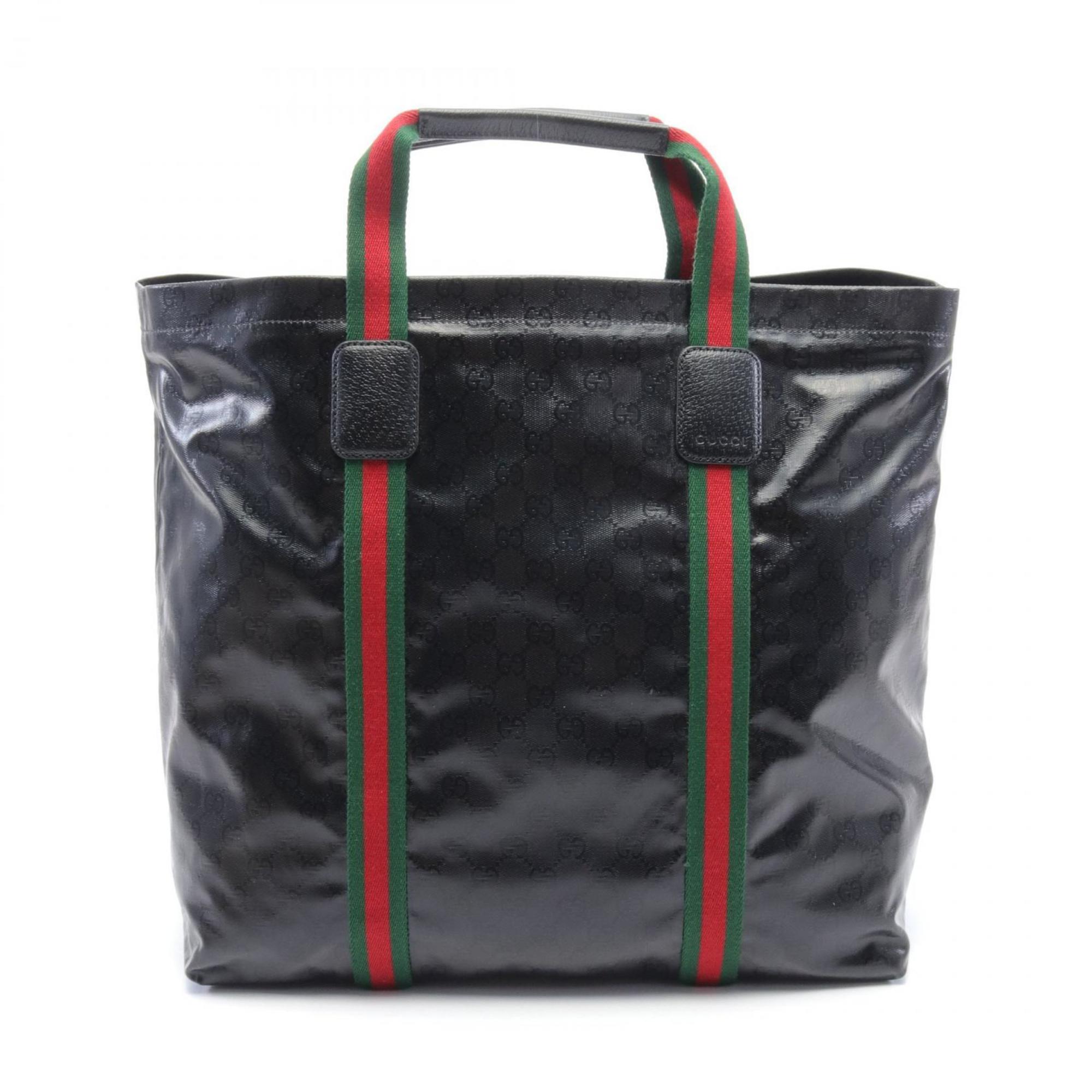 Gucci GG Crystal Sherry Line Tote Bag, Coated Canvas, Leather, Men's, Black, 763287FACKN1064